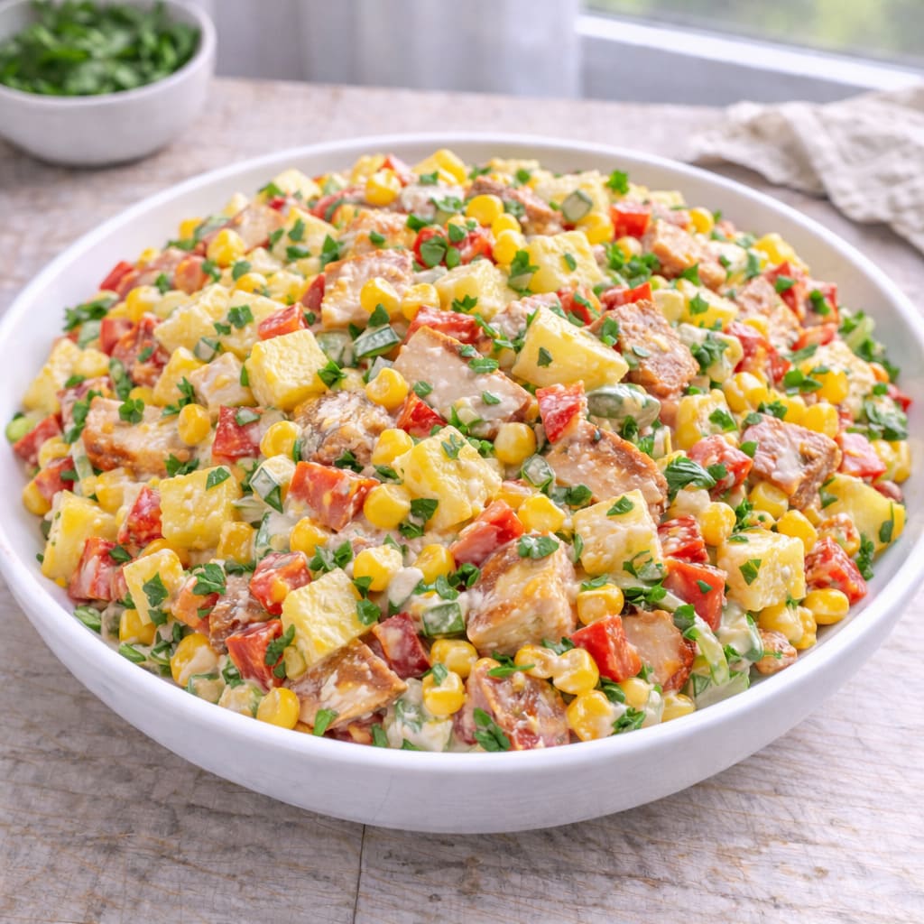 Салат с копчёной курицей и ананасом