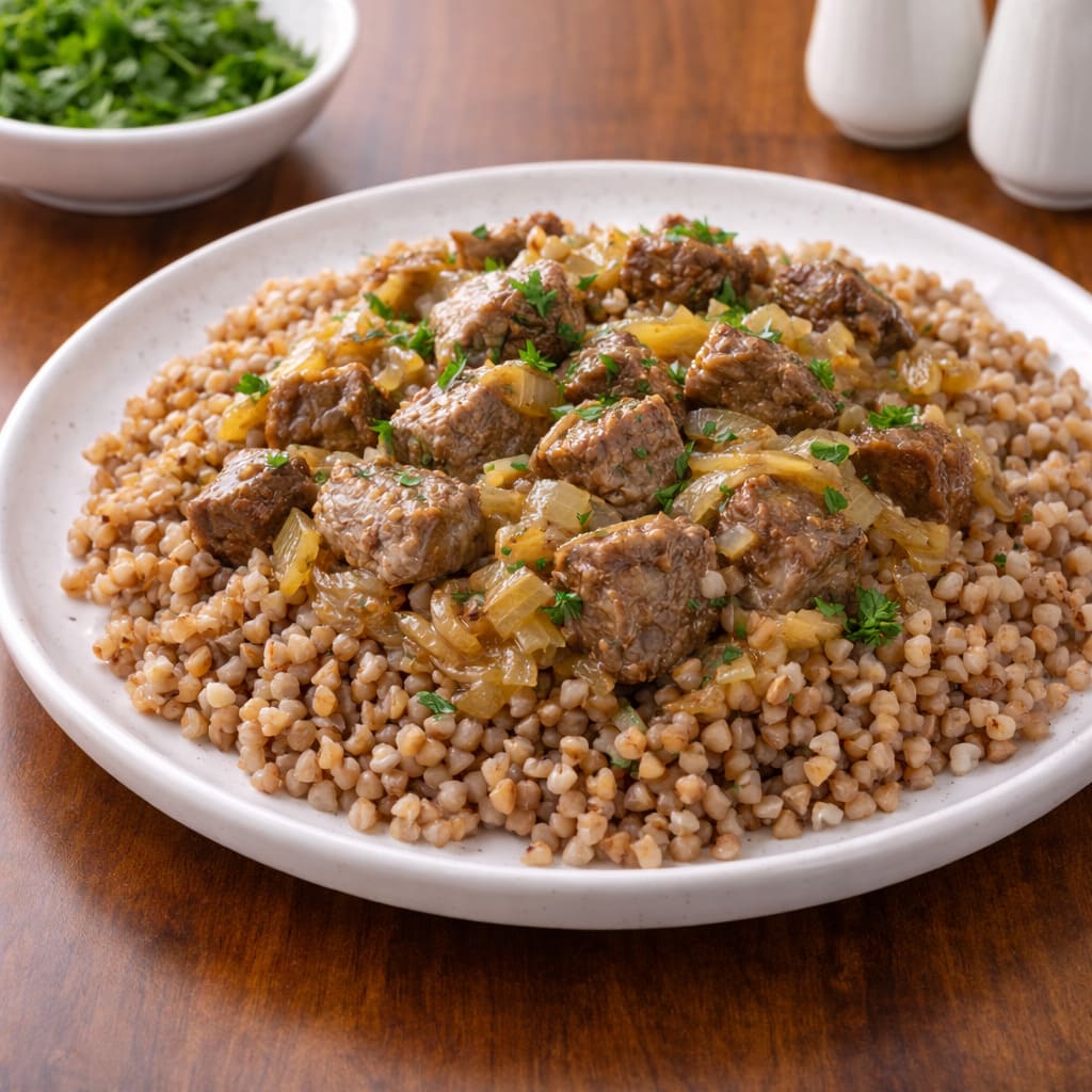 Каша гречневая с тушёнкой