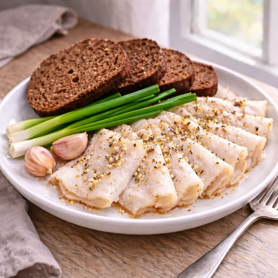 Сало с чесноком и чёрным хлебом