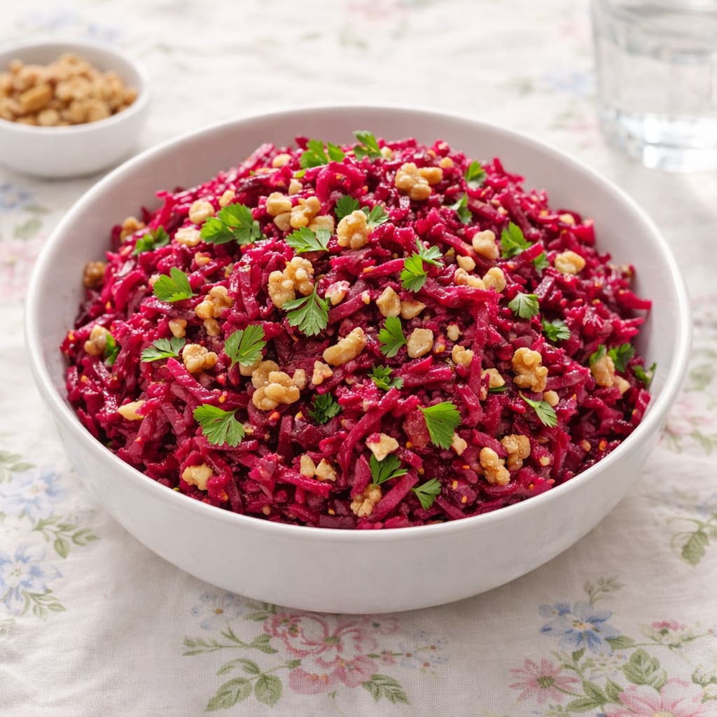 Салат с варёной свёклой и грецкими орехами