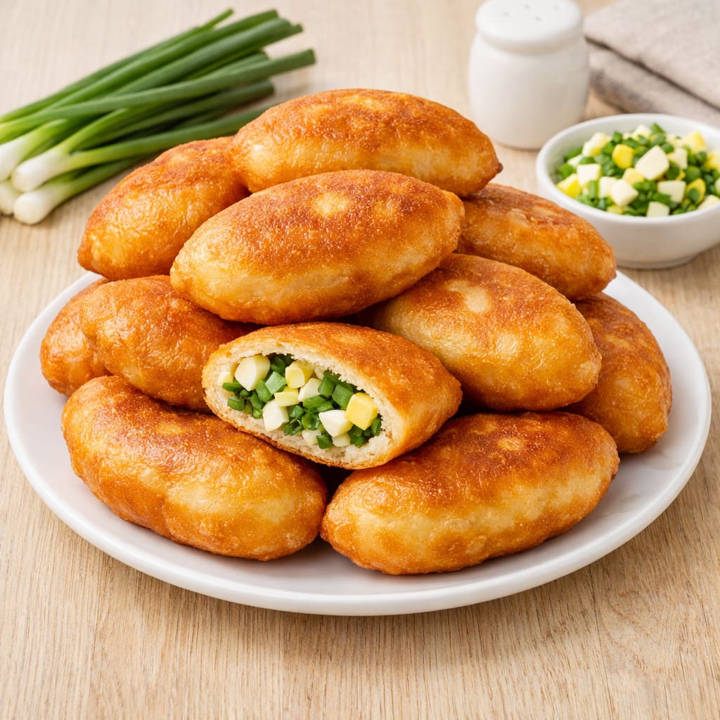Пирожки жареные с луком и яйцом