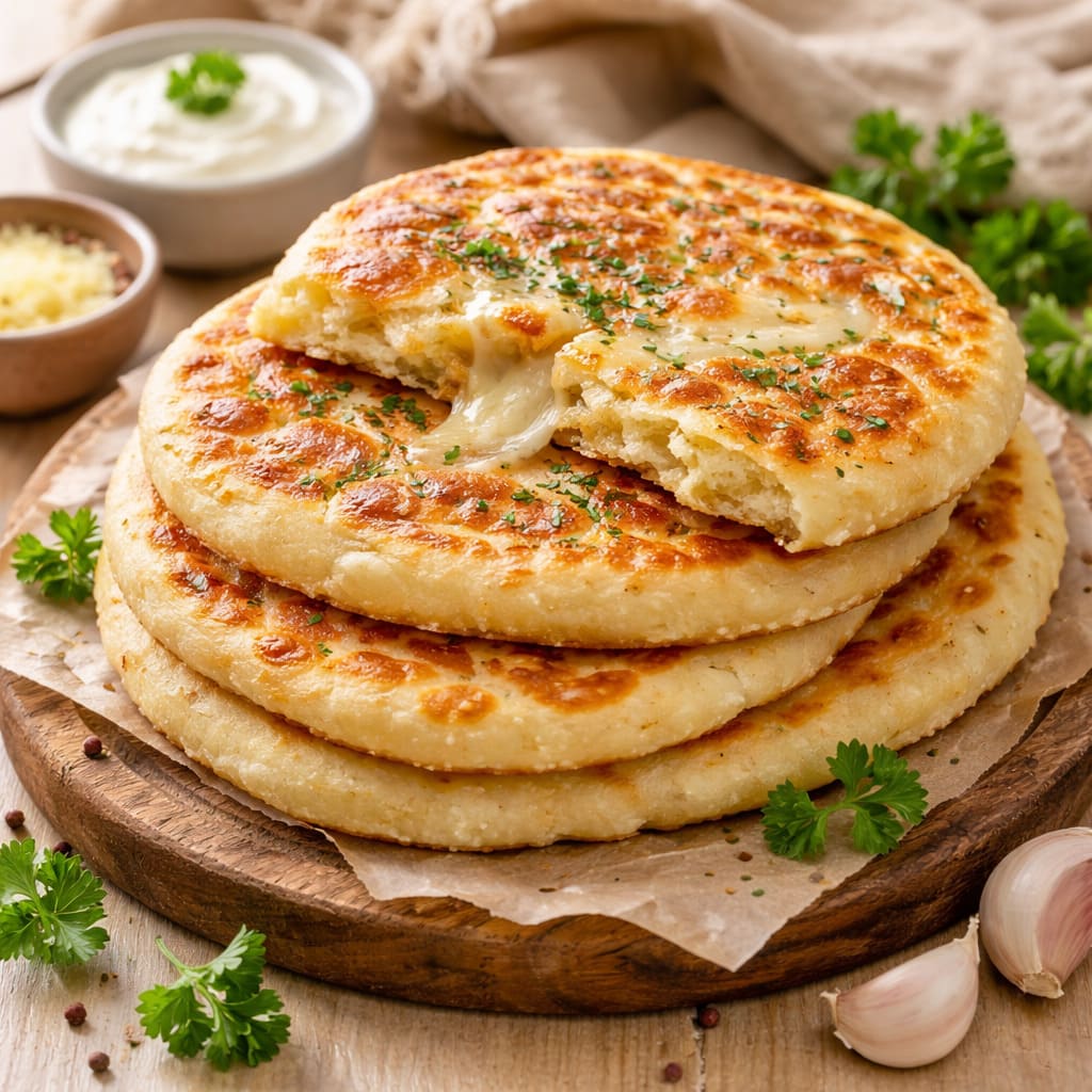 Лепёшки с сыром на кефире (на сковороде)