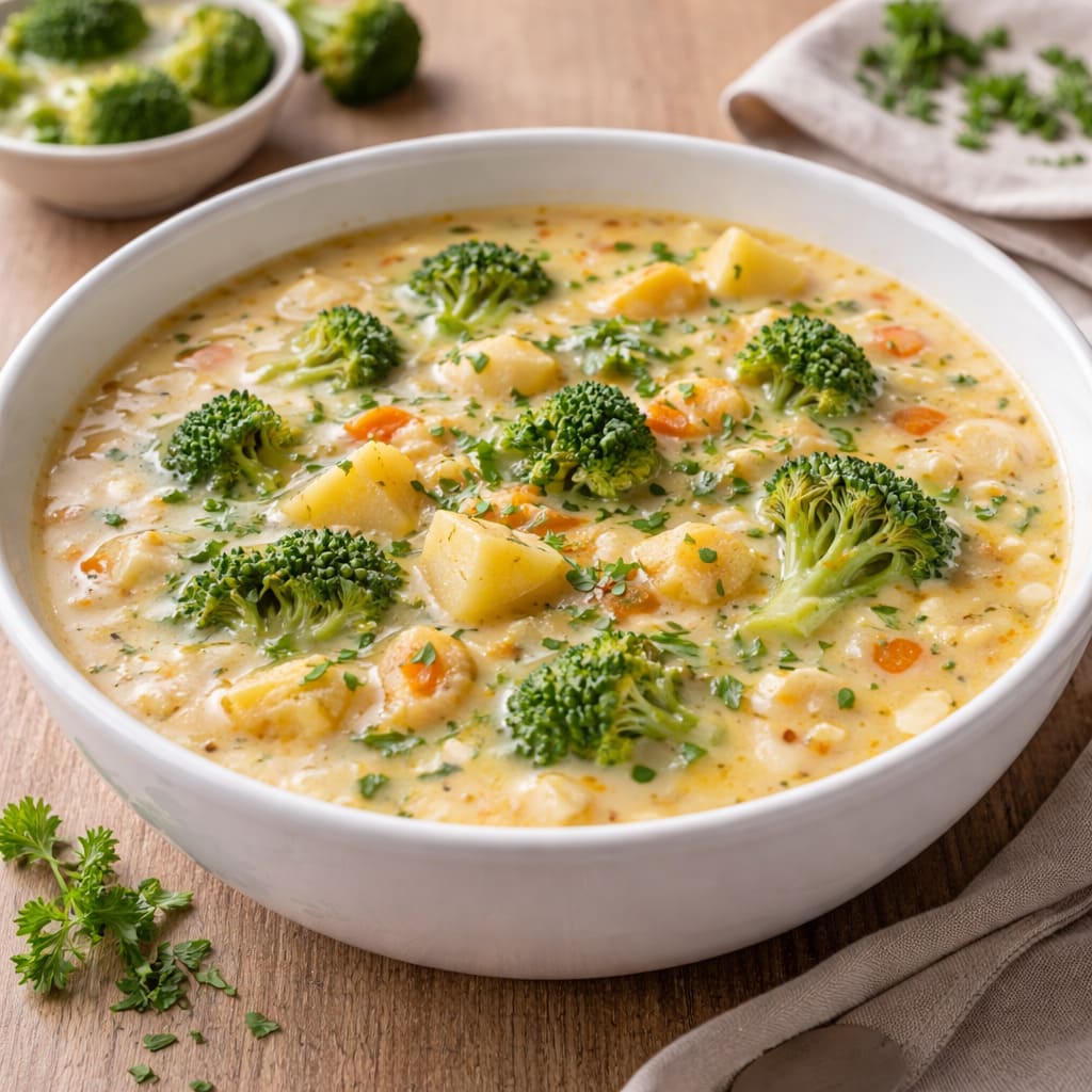 Суп с плавленым сыром и брокколи