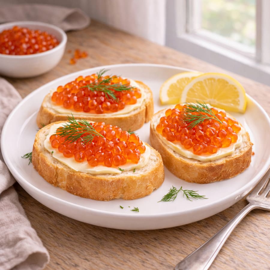 Бутерброды с красной икрой
