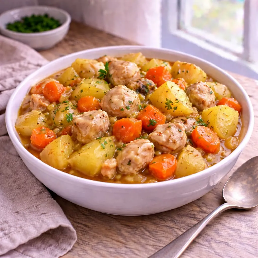 Тушёная картошка с курицей