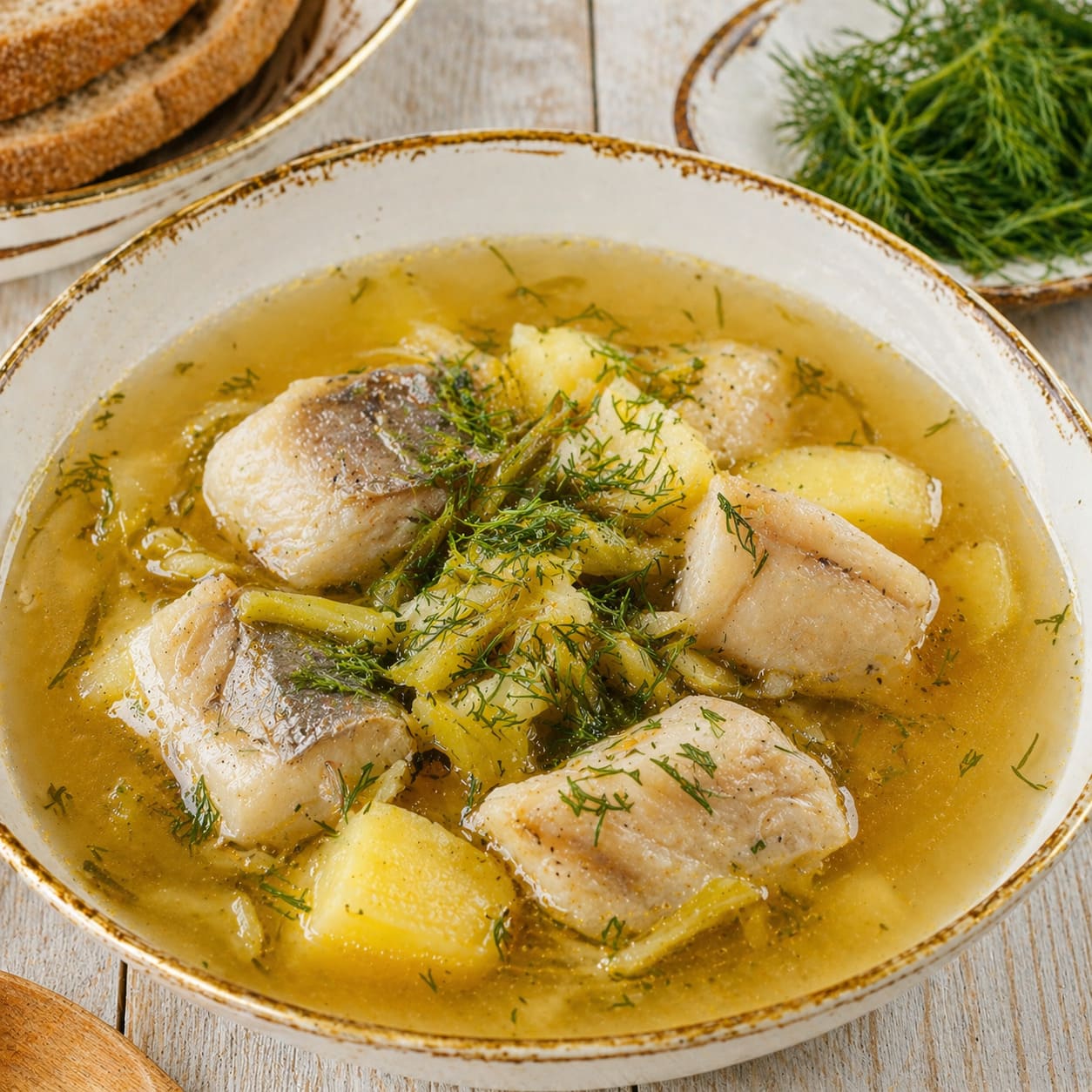 Калья рыбная с солёными огурцами