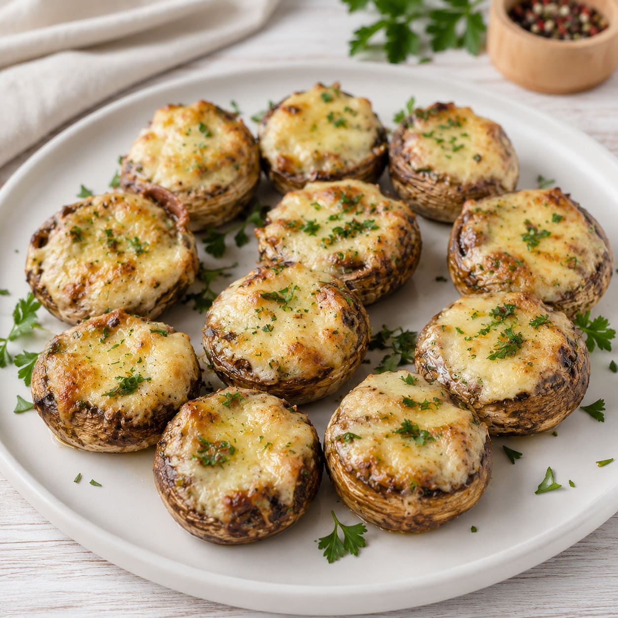 Шампиньоны с чесноком и сыром в аэрогриле
