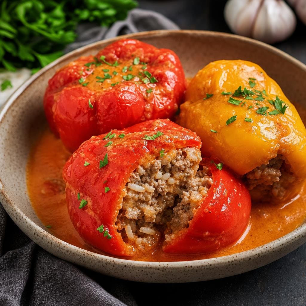 Перцы, фаршированные мясом и рисом