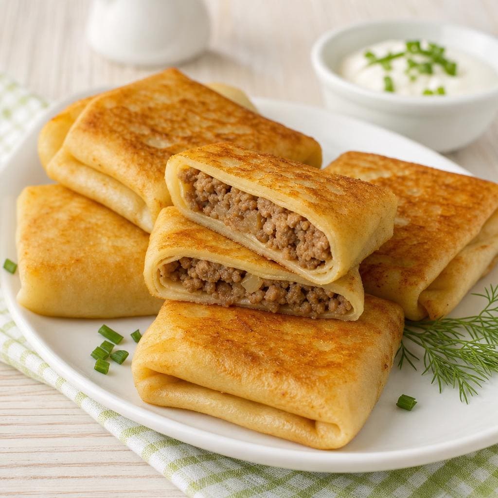 Фаршированные блины с мясом
