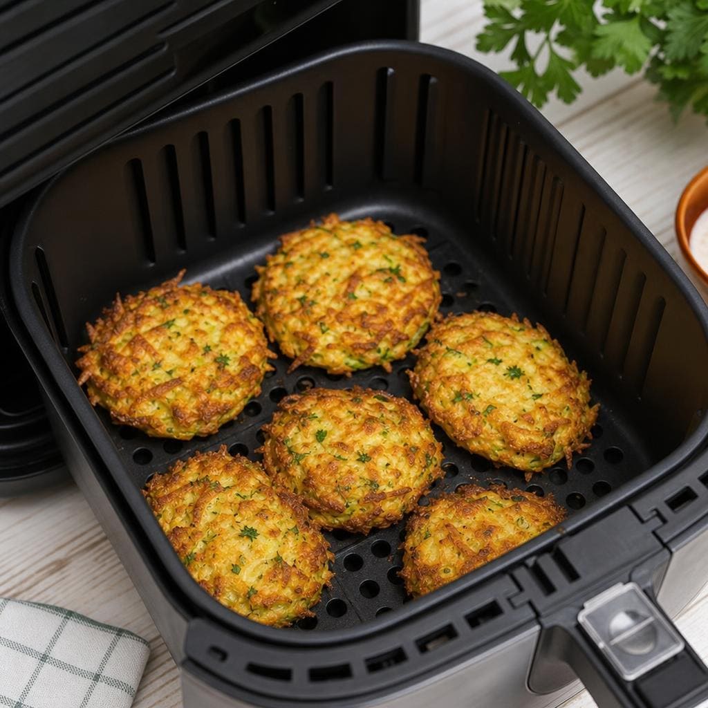 Кабачковые оладьи с сыром в аэрогриле
