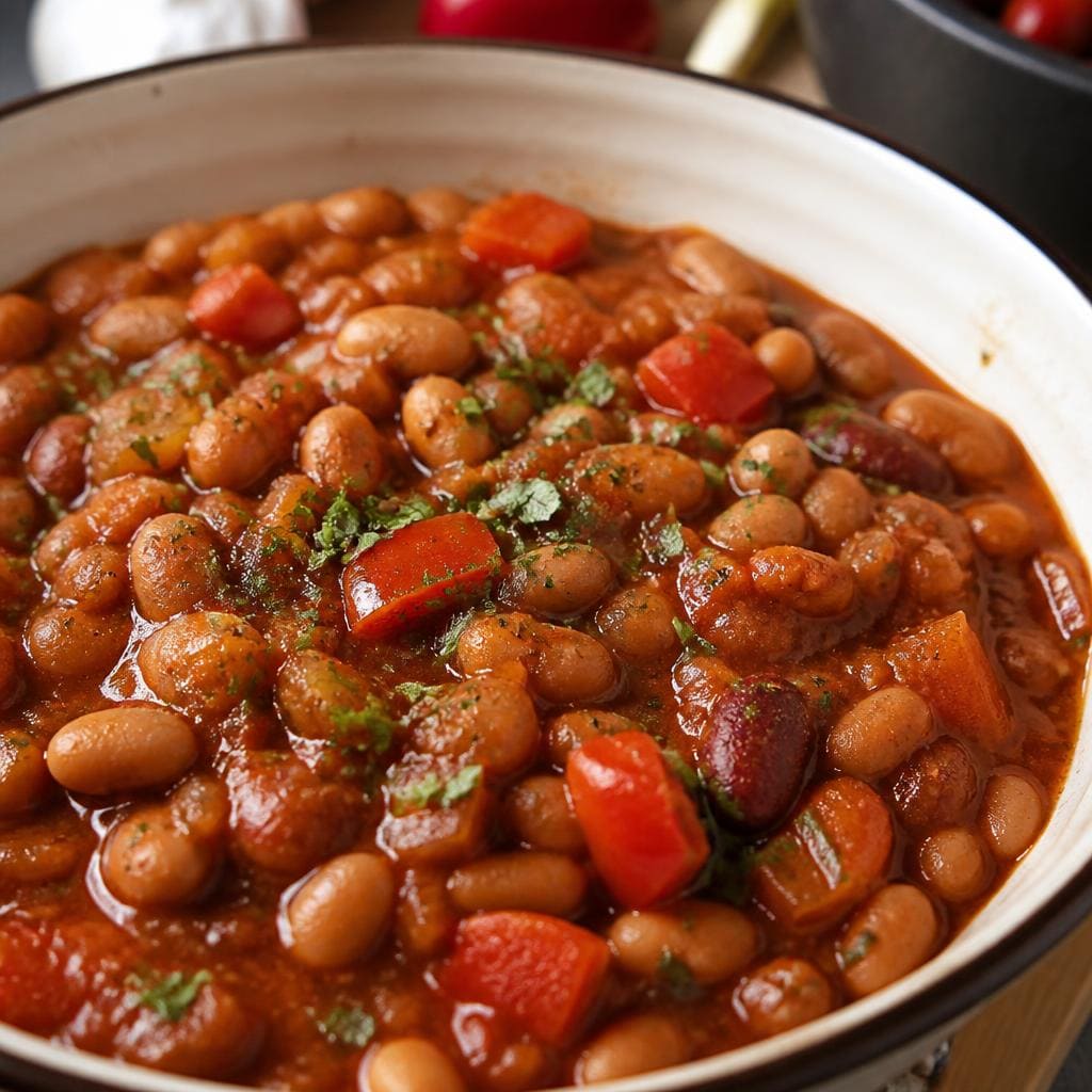 Тушёная фасоль с овощами