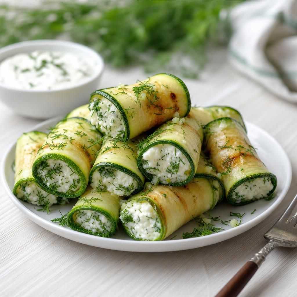 Кабачковые рулетики с чесноком и зеленью