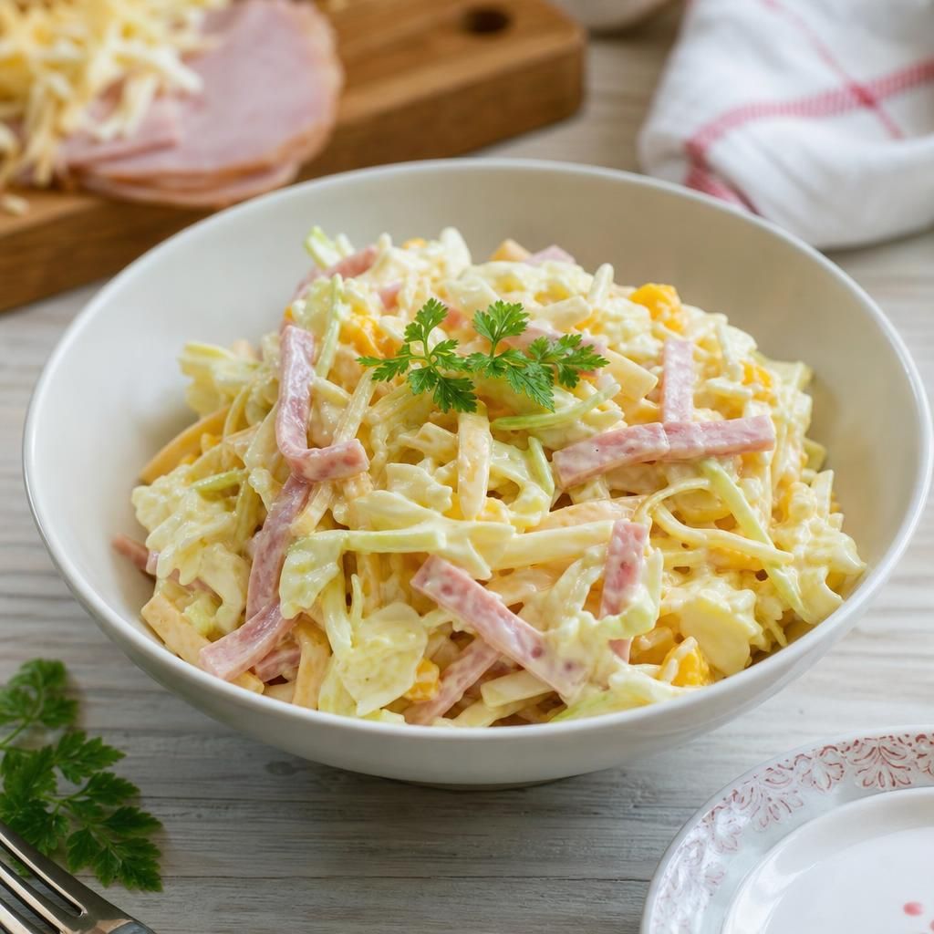 Салат с ветчиной и сыром
