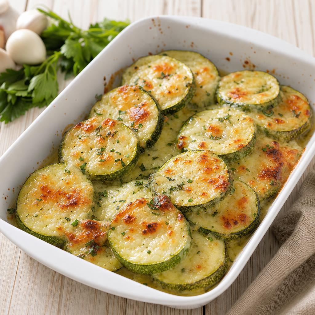 Запечённые кабачки с сыром и чесноком