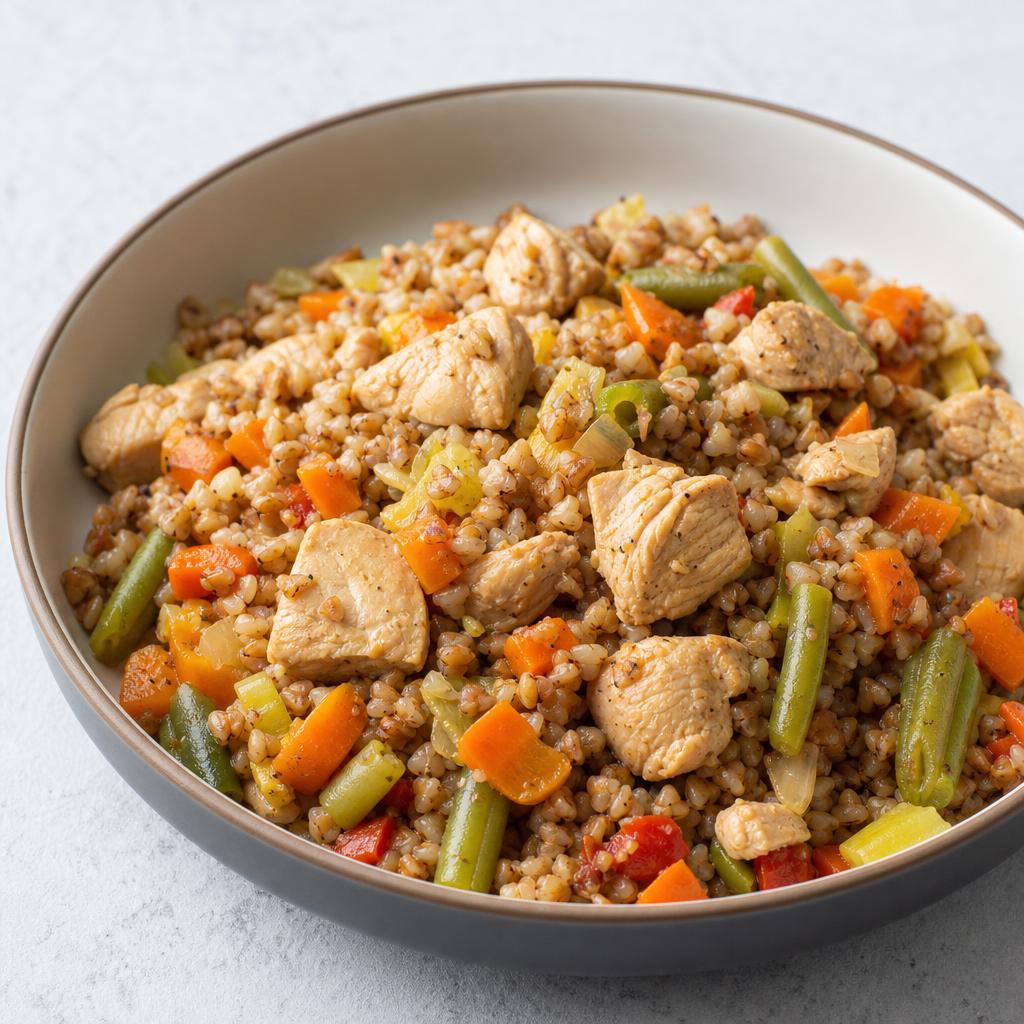 Гречка с курицей и овощами